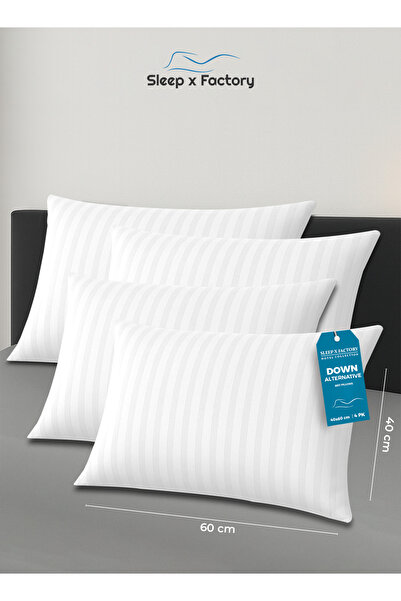 Sleep x Factory Striped Hotel Pillow 60x40 cm – Pack of 4 – Soft & Supportive