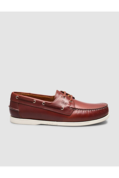 Cabani Burgundy Genuine Leather Lace-Up Loafer Shoes