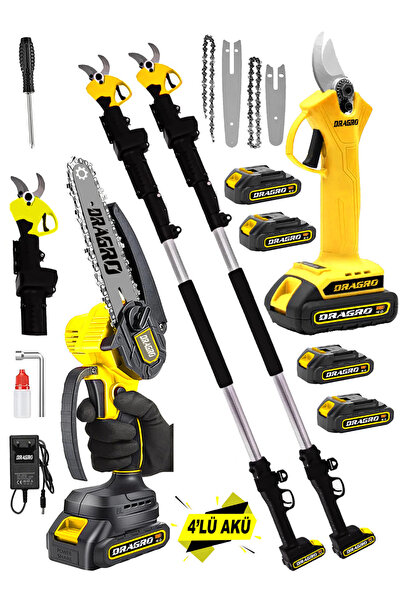 özgürce Akülü Çift Teleskop Ağaç Dal Kesme ve Budama Seti, 20 Ah, 598 Vf, 2 Li