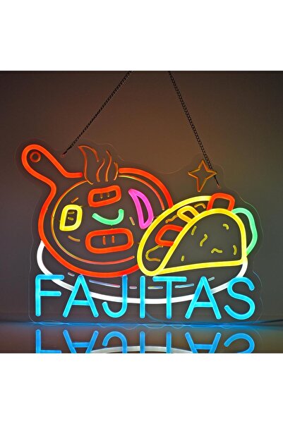 Slasa Fajitas Neon Sign 40x30 cm with 6mm Acrylic Base LED Wall Decor Multicolor