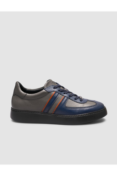Cabani Navy Blue-Grey Genuine Leather Sneaker Shoes