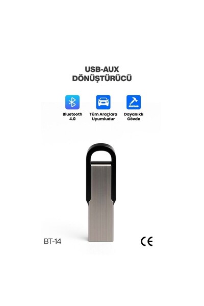 Concord BT-14 Araç Teyp Bluetooth Çevirici Usb Dönüştürücü USB‑AUX Araç İçi A...