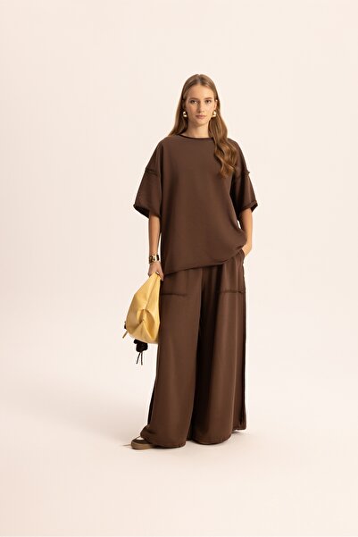 MAI STUDIOS CO. طقم بدلة رياضية تي شيرت فليكس براون كبير الحجم