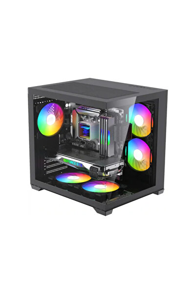 Gamx Ares Akvaryum Cube 5x Tuştan Değişen Rgb Fan M-atx Gaming Bilgisayar Kasası