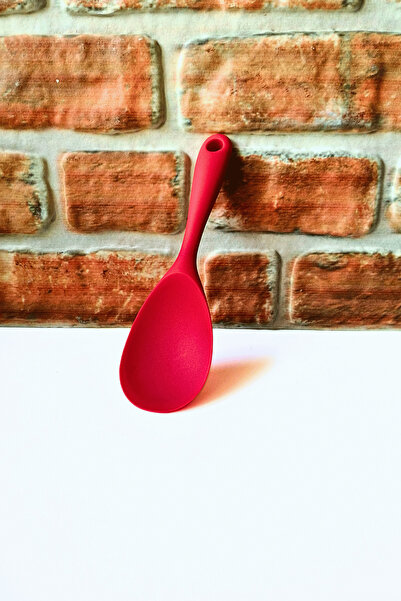 ELEGANCEV Silicone Hard Rice Spoon -Serving Spoon- Red Color - 1 Piece- 21 cm