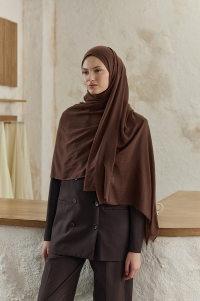 Qef Soft Line Cotton Shawl Bitter Brown