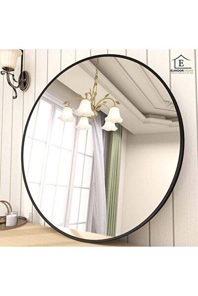 Elindor ® Oglindă rotundă decorativă neagră, modernă și elegantă, reflexie HD...