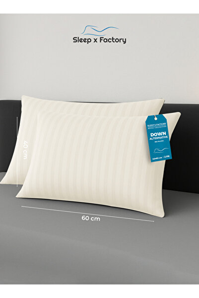 Sleep x Factory Striped Hotel Pillow 60x40 cm – Pack of 2 – Soft & Supportive