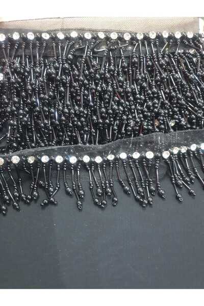 ESRA ŞELEM Black Beaded Stone Tassel Beaded Fringe Tassel Accessory Hobby Dec...