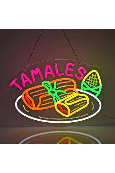 Slasa Tamales Neon Sign 40x30 cm with 6mm Acrylic Base LED Wall Decor Multico...