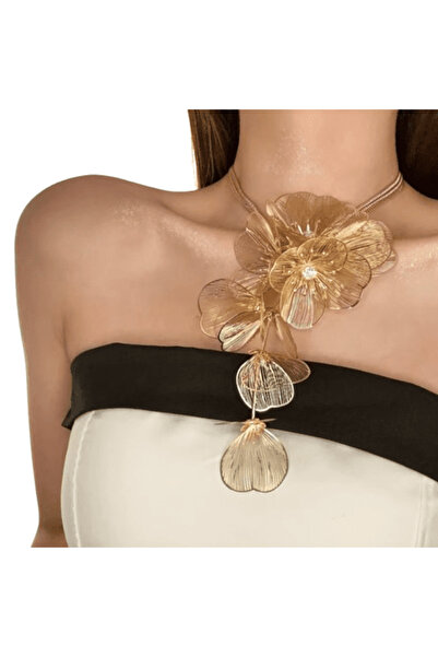 CRM Colier floral statement, CRM, deLux, choker cu franjuri, design elegant, ...