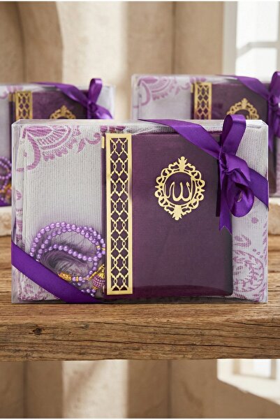 kefilhac Hediyelik Bohçalık Seccade Kadife Yasin İnci Tesbih Seti 3 Adet Mevl...