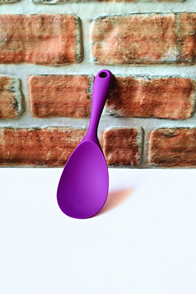 ELEGANCEV Silicone Hard Rice Spoon -Serving Spoon- Purple Color - 1 Piece- 21 cm