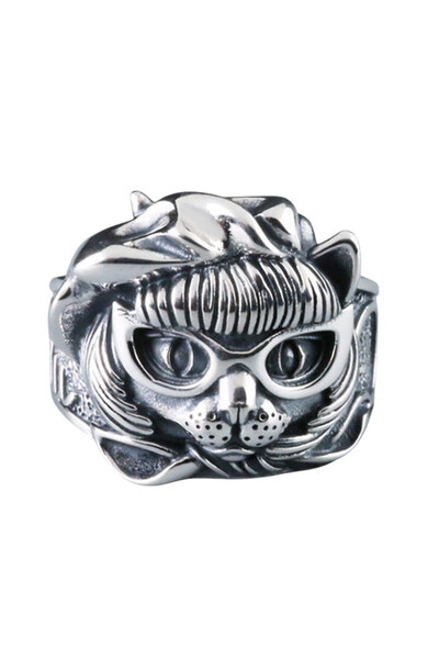 EFAYN.RO Unisex ring, special model with fancy cat, cat dynasty theme, adjust...