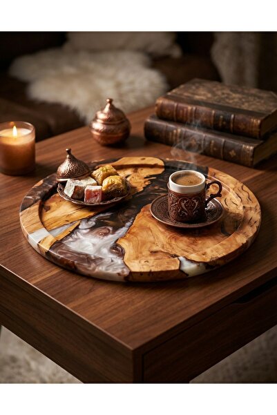 resinwoodliving Falcı – Zeytin Ağacı & Epoksi Sunum Tepsisi