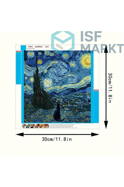 ISF MARKT Elmas Boyama Seti -Yuvarlak Akrilik Taşlar, Van Gogh Gece Yıldızlı ...