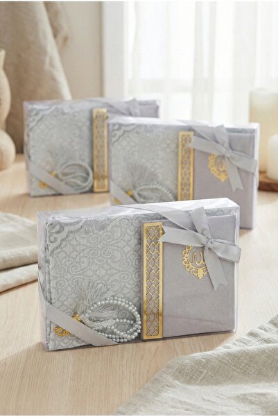 kefilhac Hediyelik Bohçalık Seccade Kadife Yasin İnci Tesbih Seti 3 Adet Mevl...