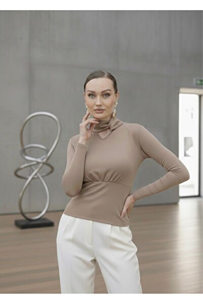 DOEDA MODA New Product Turtleneck Low-Cut Modal Fabric Women's Blouse with Dr...