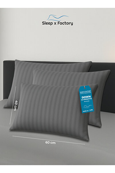 Sleep x Factory Striped Hotel Pillow 60x40 cm – Pack of 3 – Soft & Supportive