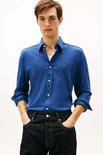 Tommy Hilfiger Erkek Featherweight Pike Gömlek - Mavi