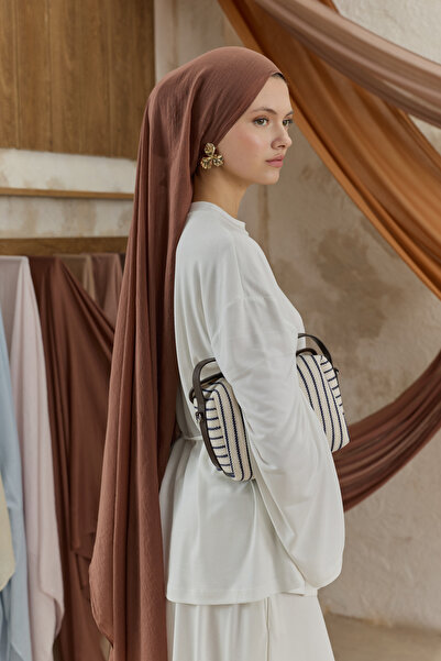 Qef Soft Line Cotton Shawl Chestnut