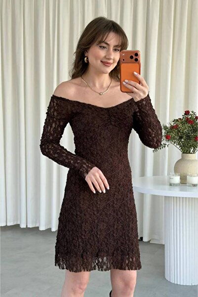 LAMİFUSTORE Heart Collar Lined Lace Daniel Dress