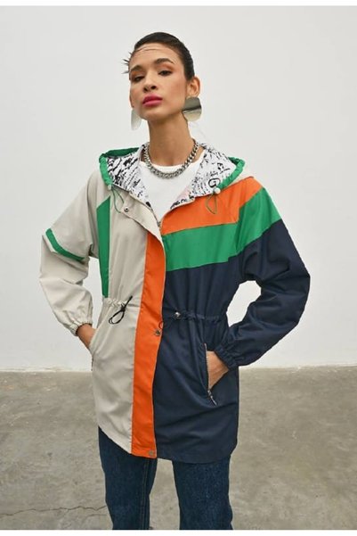 BRGCLOTHING Parachute-Detail Multicolor Raincoat