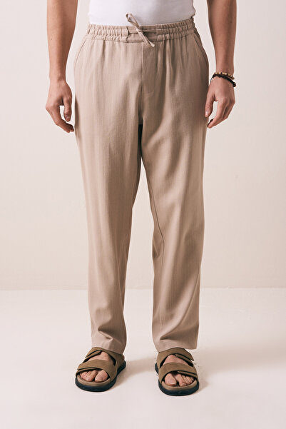 İLKCET MODA Calm Touch Beige Elastic Waist Men's Trousers