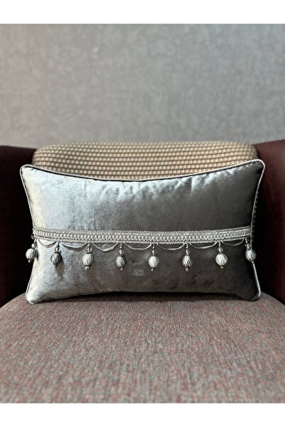 Fabricland Dokuma Kadife Atlas Antresit Boncuk Püsküllü 30x50 DİKDÖRTGEN