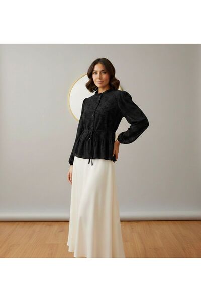 vikitekno Cămașă de damă căptușită cu model flocat pe partea superioară a fustei