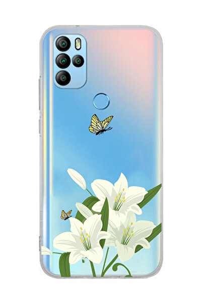 FLAMENKO حافظة هاتف شفافة بنمط زهرة الزنبق البيضاء متوافقة مع OMIX X300 / X500