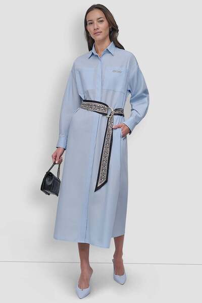 Dkny Ls Btn Front Shirt Dress
