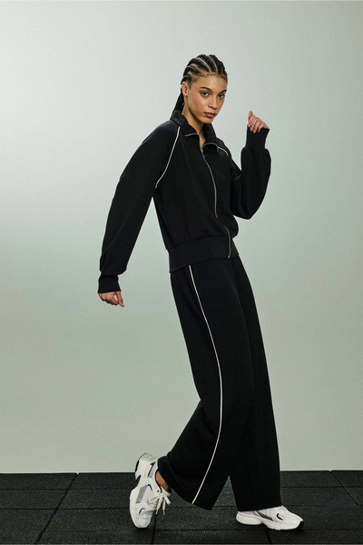 DeFacto D7128Axbk81 Black Wide Leg Standard Length Modal Sports Pants