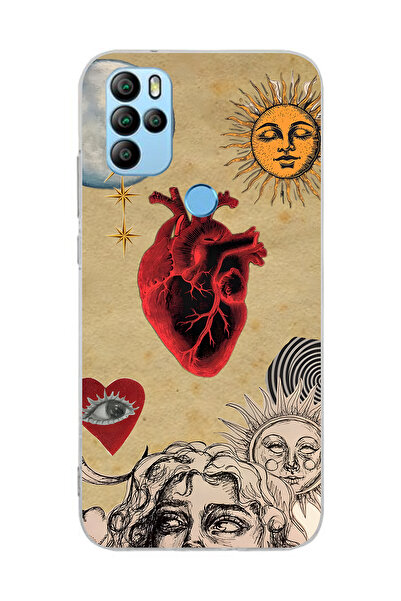 FLAMENKO حافظة هاتف شفافة بنمط الشمس والقلب من جينيرال موبايل GM 21 Pro