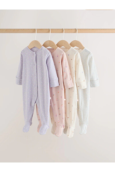 Next Baby 100% Organic Cotton Lilac Purple Colored Floral Patterned 4-Piece S...