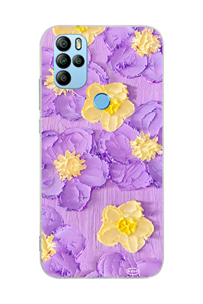 FLAMENKO حافظة هاتف شفافة بنمط زهور باللون الأرجواني والأصفر متوافقة مع جهاز ...