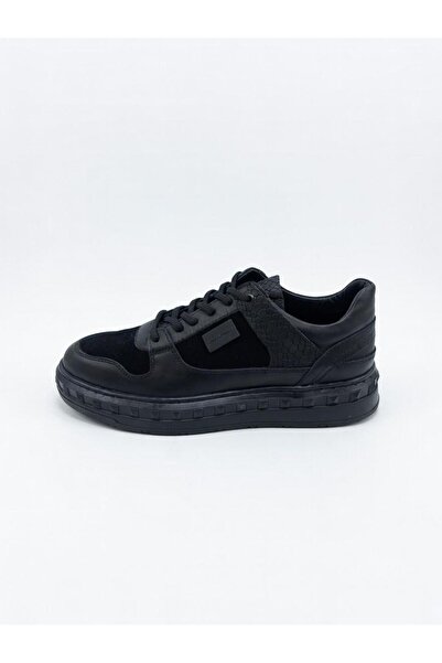 John Richardo Siyah Erkek Hakiki Deri Sneaker