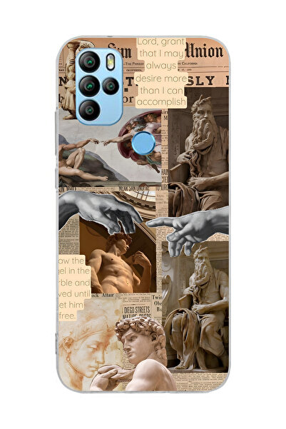 FLAMENKO حافظة هاتف شفافة بنمط كولاج منحوت من عصر النهضة متوافقة مع جهاز Gene...