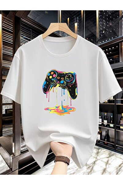 LELVANİ Unisex Colorful Gamepad Printed T-Shirt