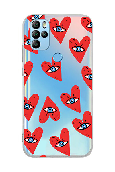 FLAMENKO حافظة هاتف شفافة بنمط قلب العين متوافقة مع جهاز General Mobile GM 21...