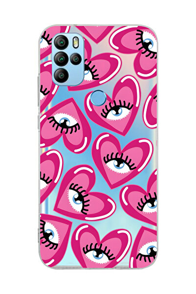 FLAMENKO حافظة هاتف شفافة بنمط عين القلب باللون الوردي متوافقة مع جهاز Genera...