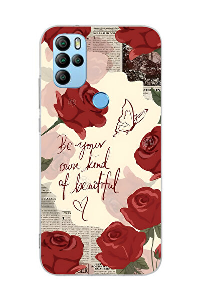 FLAMENKO حافظة هاتف شفافة بنمط الوردة الحمراء متوافقة مع جهاز General Mobile ...