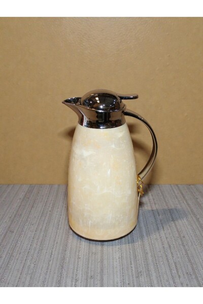 WDA Glass Thermal Carafe with Chrome Lid, Textured Pattern, Insulated Pitcher