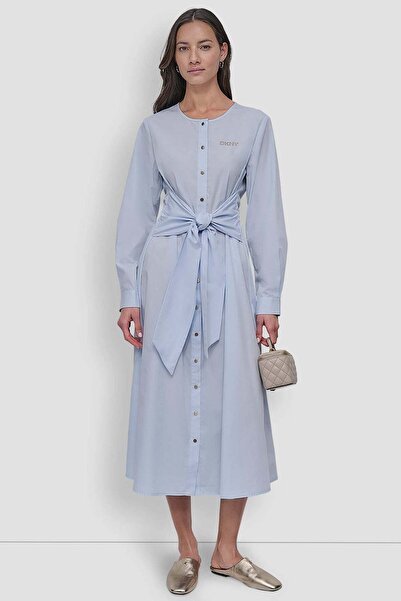 Dkny Ls Tie Front Midi Dress