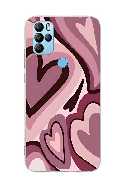 FLAMENKO حافظة هاتف شفافة بنمط قلب أحمر داكن متوافقة مع جهاز General Mobile G...