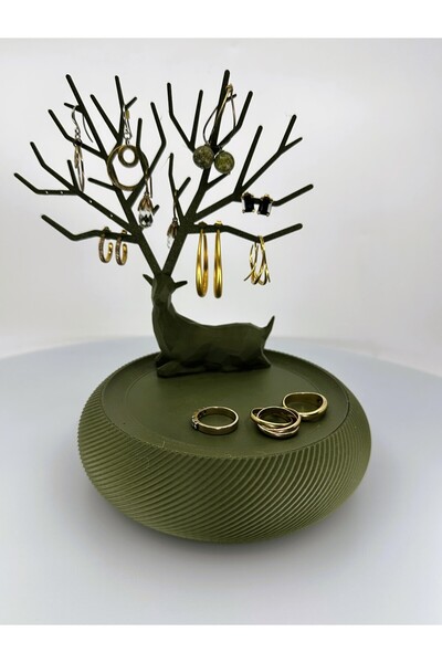 DU&ER صندوق منظم للمجوهرات على شكل غزال - صندوق مجوهرات لسطح المكتب مع حامل ل...