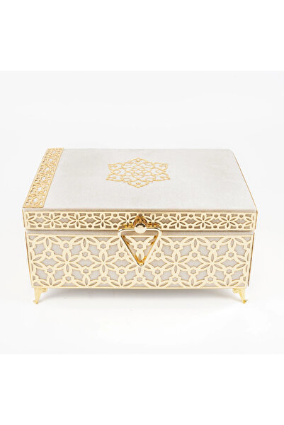 Hayrat Neşriyat Velvet Chest Dowry Box, Patterned (Mink, Hollow Box)