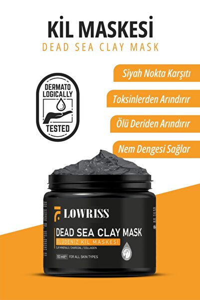 LOWRISS Ölü Deniz Kil Maskesi Kolajen Siyah Nokta Karşıtı Ölü Deriden Arındır...