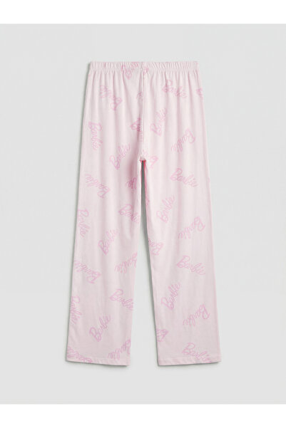 LC Waikiki GiYÇık Store Ροζ Σετ Πιτζάμες Barbie με τύπωμα με λαιμόκοψη ποδηλά...