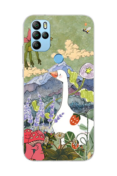 FLAMENKO حافظة هاتف شفافة متوافقة مع General Mobile GM 21 Pro مع نمط توضيحي ل...